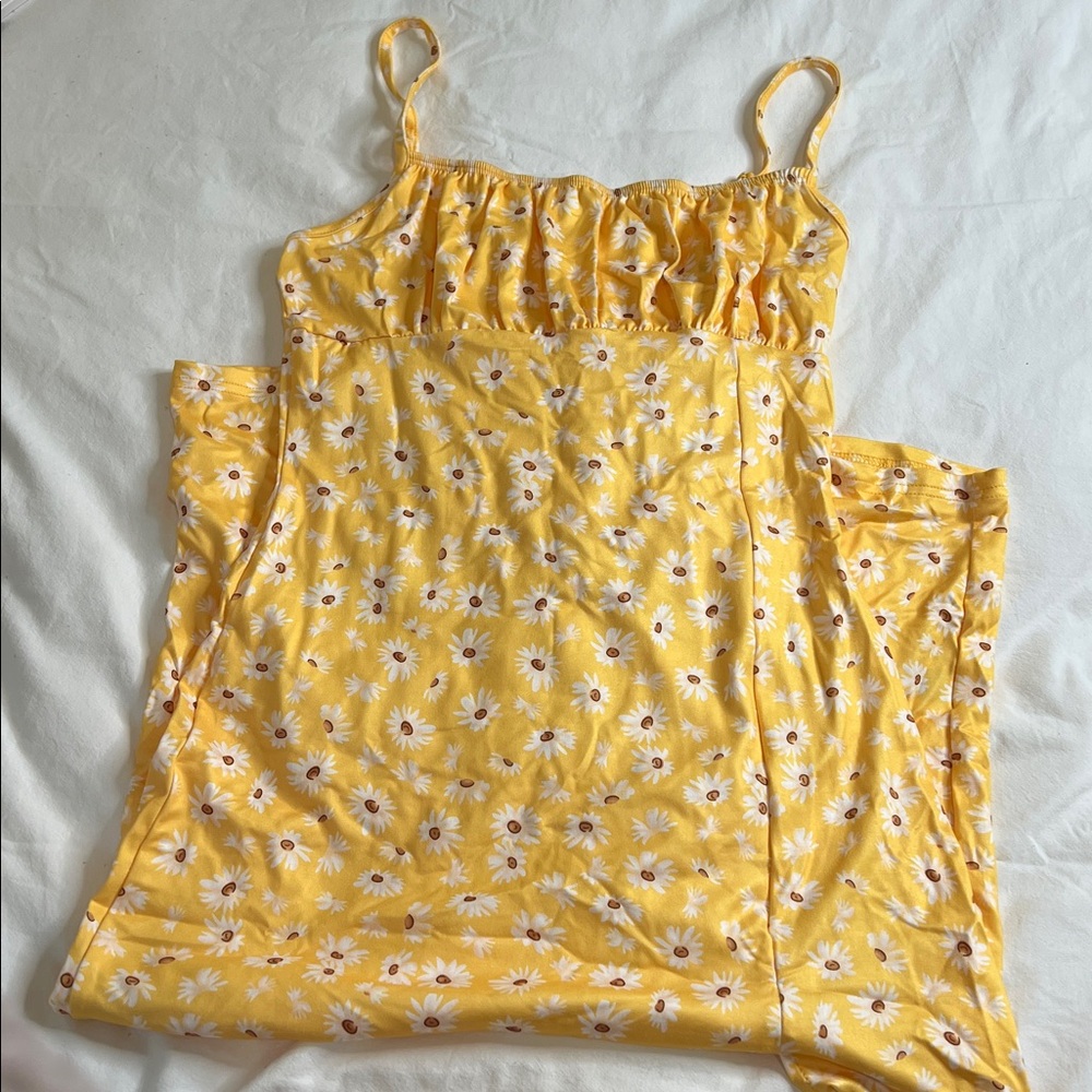 Yellow Floral Spaghetti Strap Dress